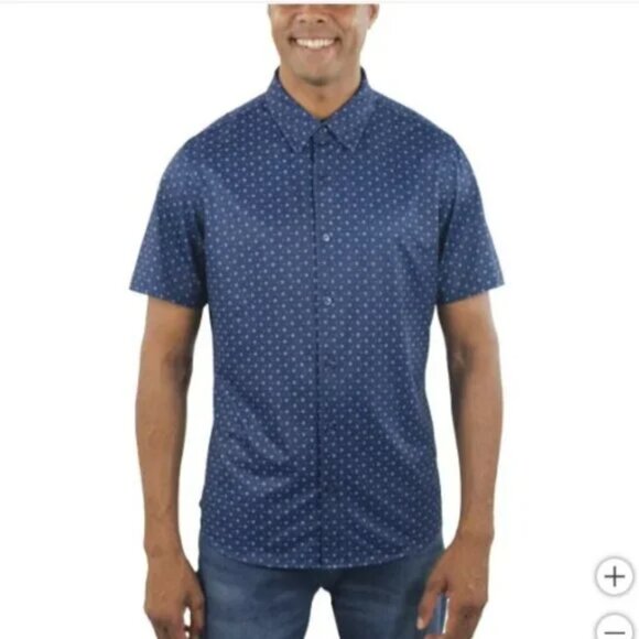 NEWT Jachs New York Men's L Blue Short Sleeved Shirt Lightweight & Stretchy - Picture 1 of 7